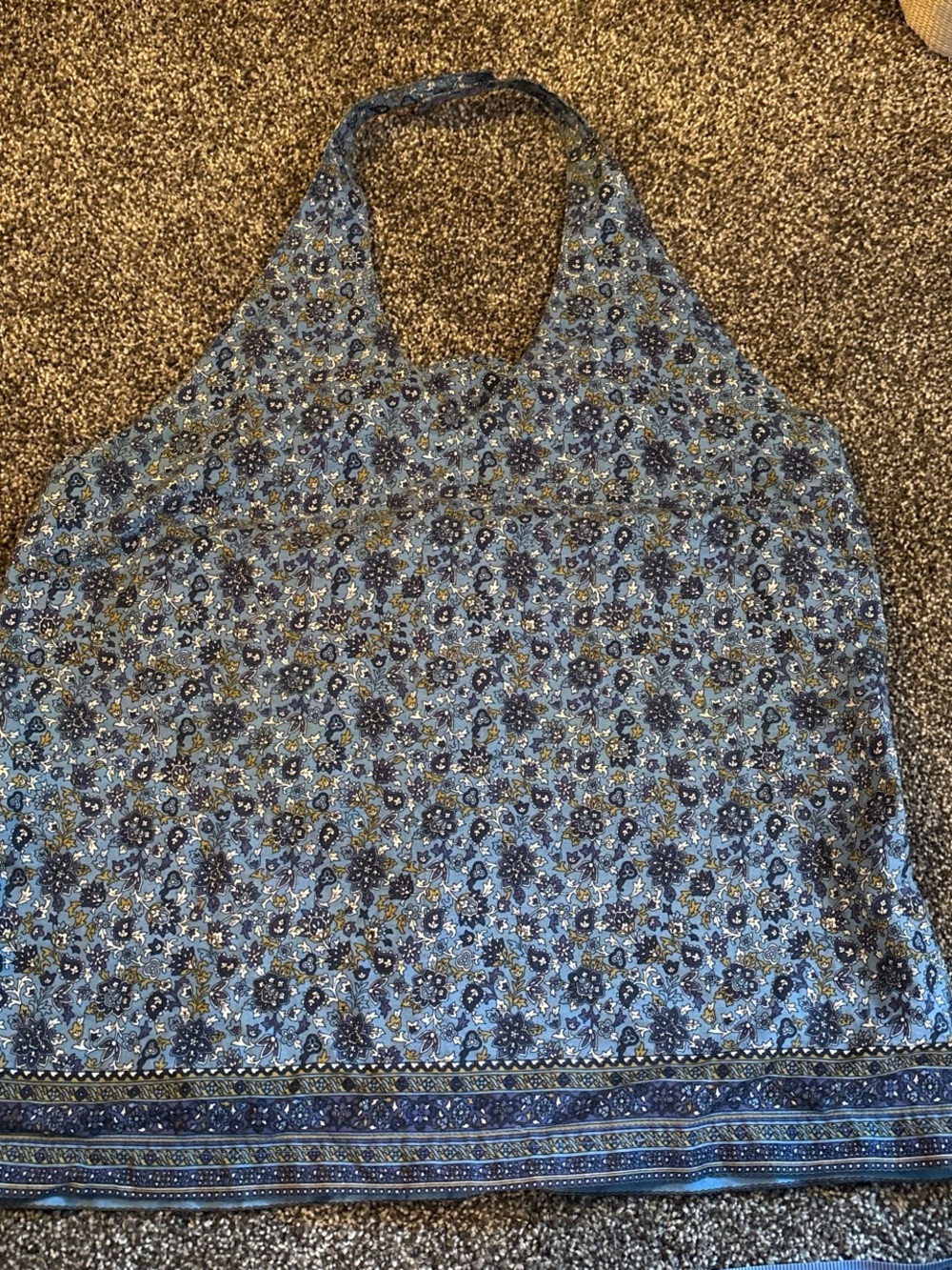 Faded Glory Blue Floral Halter Tank Top